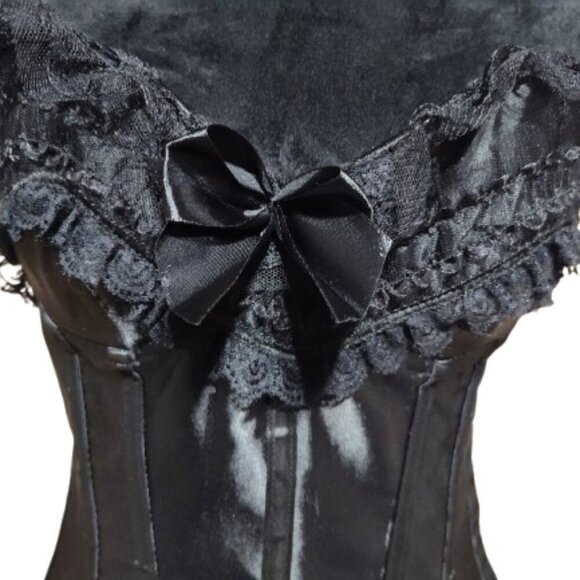 Velvet Kitten by Lingerie Diva Black Lace Back Side Snaps Corset Size Large - Picture 7 of 11